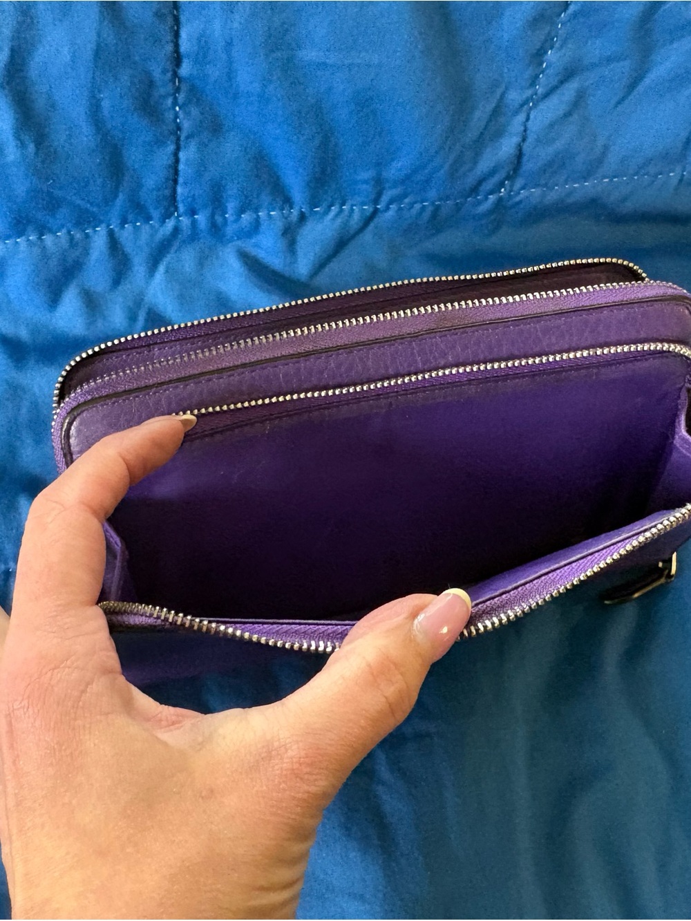 Coach Violet Pebbled Leather Zip Around Wallet - Picture 5 of 6